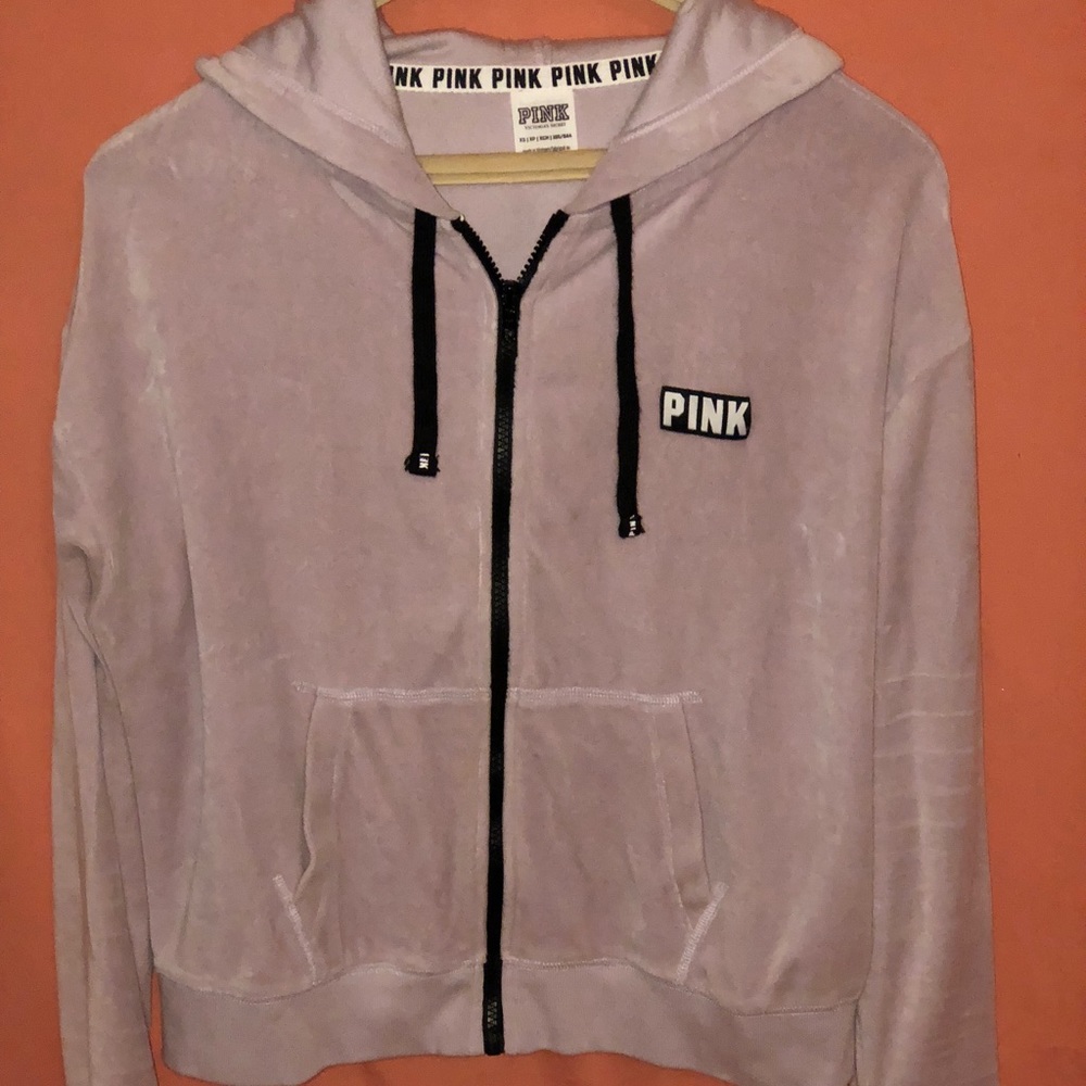 Pink velvet hoodie